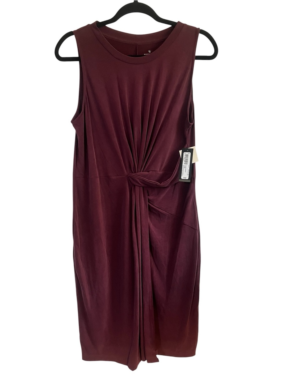 Sleeveless Twist-Knot Midi Dress in Wine